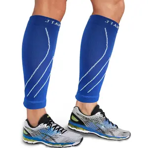 1 Pair Calf Compression Sleeves for Men & Women – Footless Leg Sleeves for Running, Cycling, Nursing, Pregnancy,  - Leg Sleeve Brace (Black/Blue/Green/Yellow, S/M & L/XL)