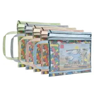 A4 Colorful Mesh Removable Zipper Bags Set, Multi-Purpose Organizational Zipper Storage Pouches for Documents Toys Makeup Books Earphones Data Cables, Easy Carry Handles