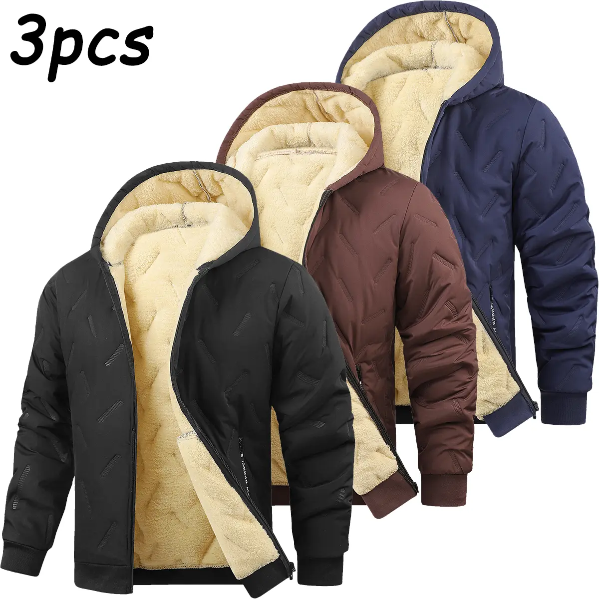 Men’s Casual Solid-Color Long Sleeve Cotton Hooded Jacket - Winter Thick, Seamless Stitched Padding, Soft Fabric, Full Zipper, Ribbed Cuffs, Slim Fit, Windproof, Waterproof, Stylish Minimalist, Ideal for Outdoor Activities & Commuting