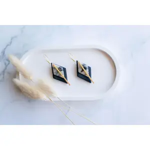 Clay earring | tortoise shell + black hoops