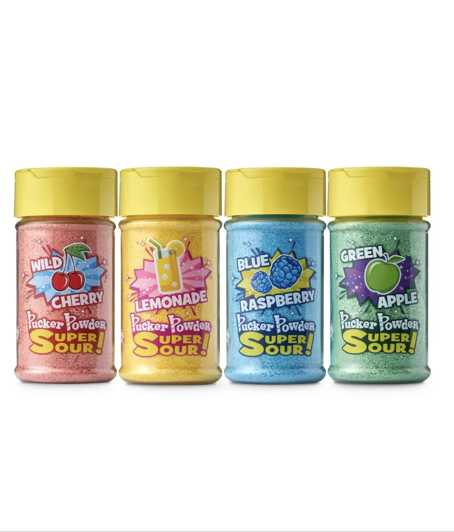 Pucker Powder Super SOUR Topping Assortment Pack, Dessert Topping, Candy, Ice Cream Topper, Cupcake and Cake Topper, Gift Pack, Kids Parties, Cocktail Rimmer - 4 Pack sour  powder  candy