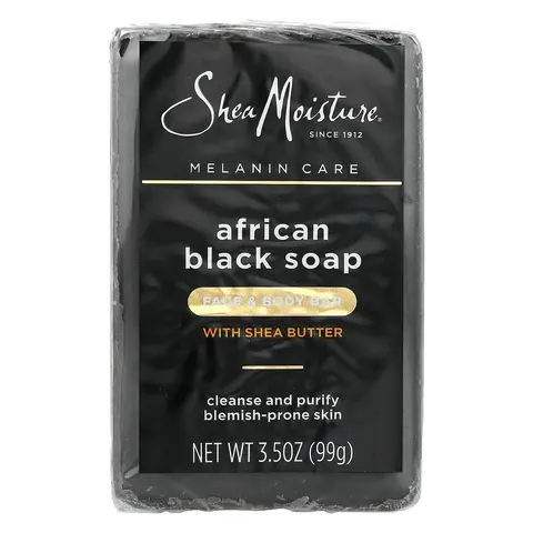 SheaMoisture African Black Bar Soap with Shea Butter, Blemish Prone Face & Body, 3.5 oz (99 g)