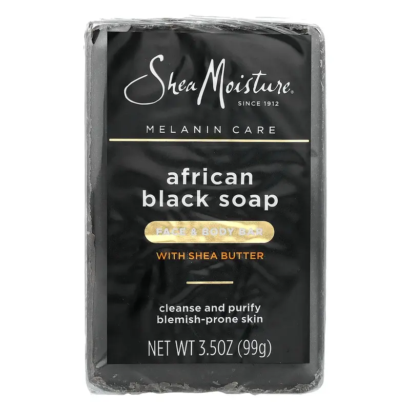 SheaMoisture African Black Bar Soap with Shea Butter, Blemish Prone Face & Body, 3.5 oz (99 g)
