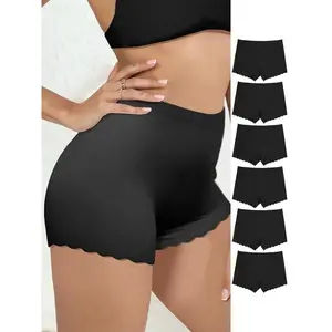 Women's Solid Scallop Trim Panty, Tight Fit Soft Comfy Breathable Seamless Knicker for Daily Wear, Underwear for All Seasons(Sheets)