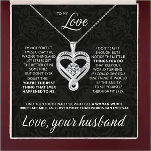 European and American Cross Border Eternal Heart Necklace for Women with Twelve Birthstones Double Layer Heart Shaped Pendant Festival Gift Copper zircon