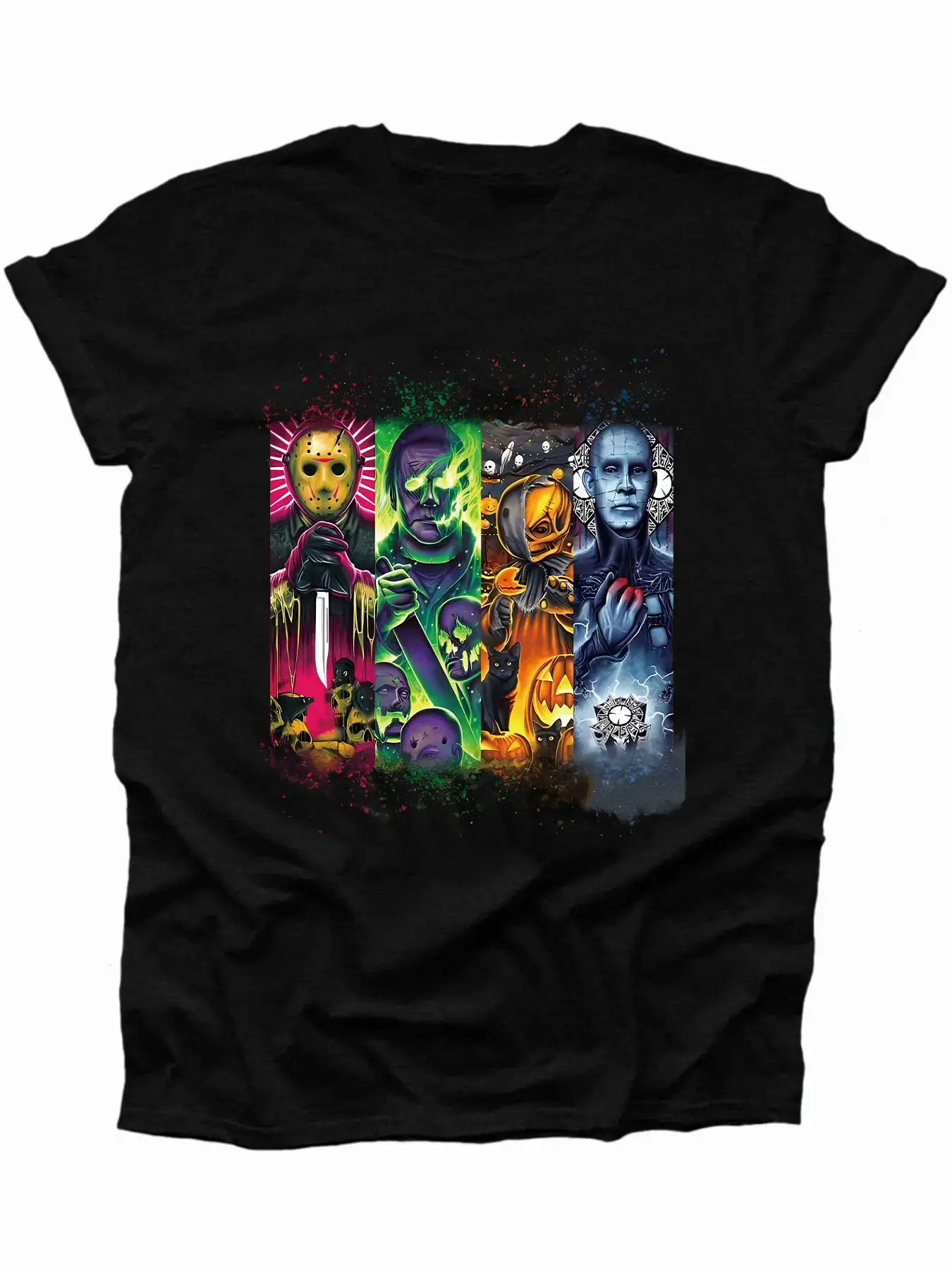 vintage-Slashers Halloween Horror Nights Fitted T-Shirt, Horror Movie Characters Tee, Halloween Nights Graphic Tee, Killers Halloween Horror Nights Casual Streetwear Shirt Give him/her the top gift