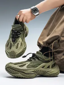 Couple Flyknit Sports Shoes, Thick Sole Vans Coconut Sock Shoes, Trendy Lightweight Fashion, All Seasons, Sporty Style, Fabric Upper, Rubber Sole