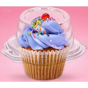 100-Pack Stackable Plastic Dessert Containers, High-Topping Single Cupcake Holders for Muffins, Reusable Thick Party Cupcake Boxes, Durable Leak-Proof Individual Dessert Carriers, BPA-Free Disposable Baking Storage Solutions