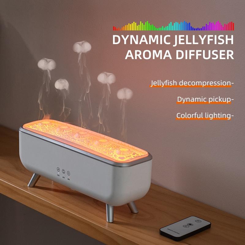New Seven-Color Jellyfish Sound Scent Diffuser Desktop Humidifier, High Mist Automatic Spray Home Silent Atmosphere, Air Freshener Machine