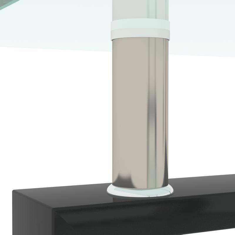 Invisible Storage Ghost Table 2-Tier Black Glass Coffee Table Self-Assembly in 10 Mins Modern Design with Double Layer Storage for Books & Makeup Vanity