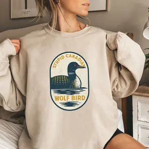 Stupid Canadian Wolf Bird Shirt Sweatshirt, Funny Hockey Meme Tee, Unique Gift for Animal Lovers