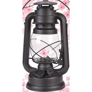 Black Hurricane Oil Lamp for Indoor Use, Emergency Lighting Solution, Reusable Paraffin Lantern with Adjustable Wick, Rustic Farmhouse Decor, Durable Metal Construction for Long-Lasting Use