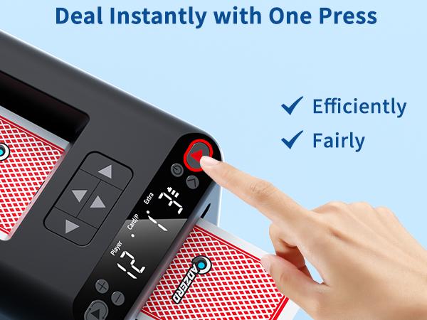 Automatic Card Dealer Machine - 4 Optional Drawing Remotes, Rechargeable for 3 Decks, 1-12 Players, Adjustable Dealing Distance, Quiet 360° & 180° Rotation, Compatible with Poker, UNO, Bridge, Blackjack & More