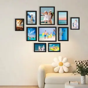 10 Pack Picture Frames Collage Wall Decor, Gallery Wall Frame Set for Wall or Tabletop Display, Multi Sizes with Two 8x10, Four 5x7, and Four 4x6 Photo Frames, Black Room Multi-Picture Frames Set