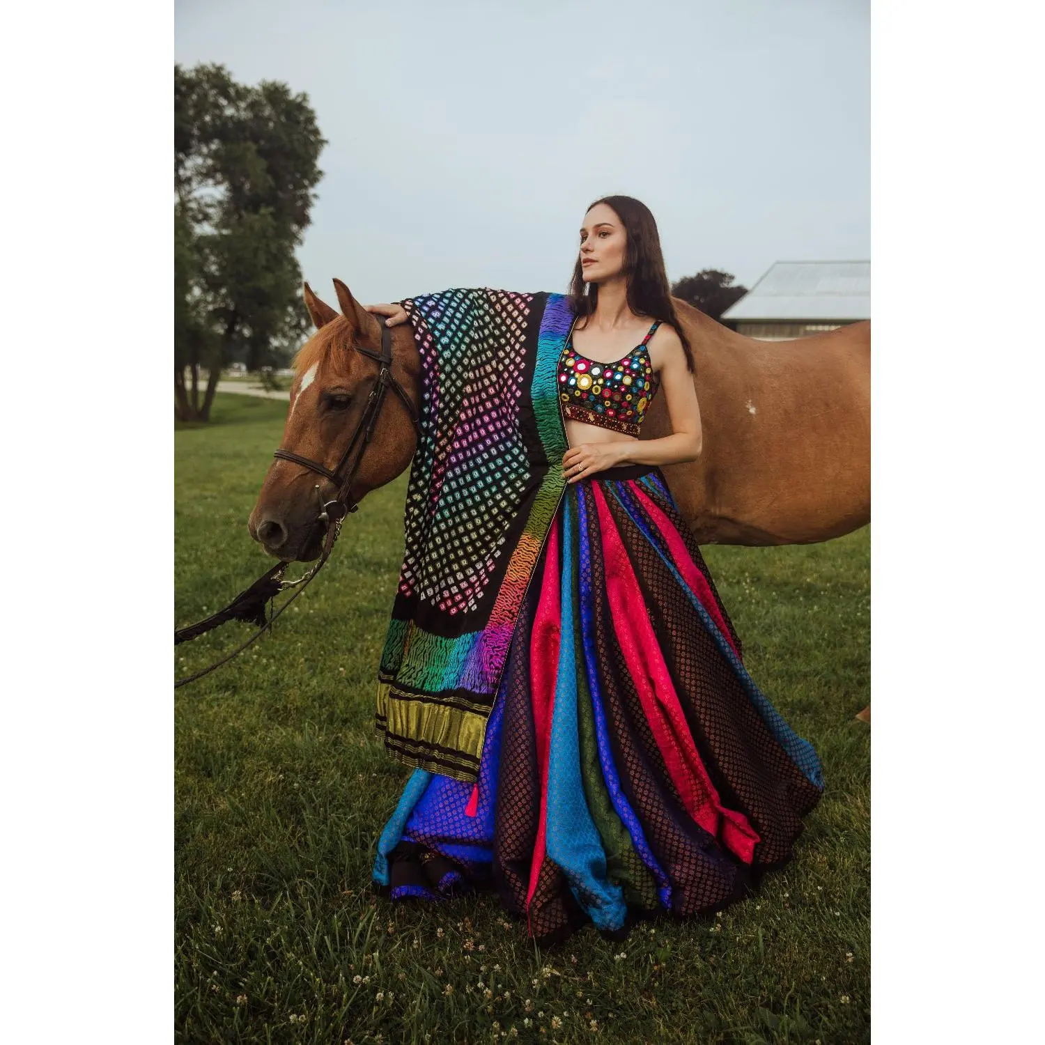 Vashti Mulitcolor Mirror Chaniya Choli Set