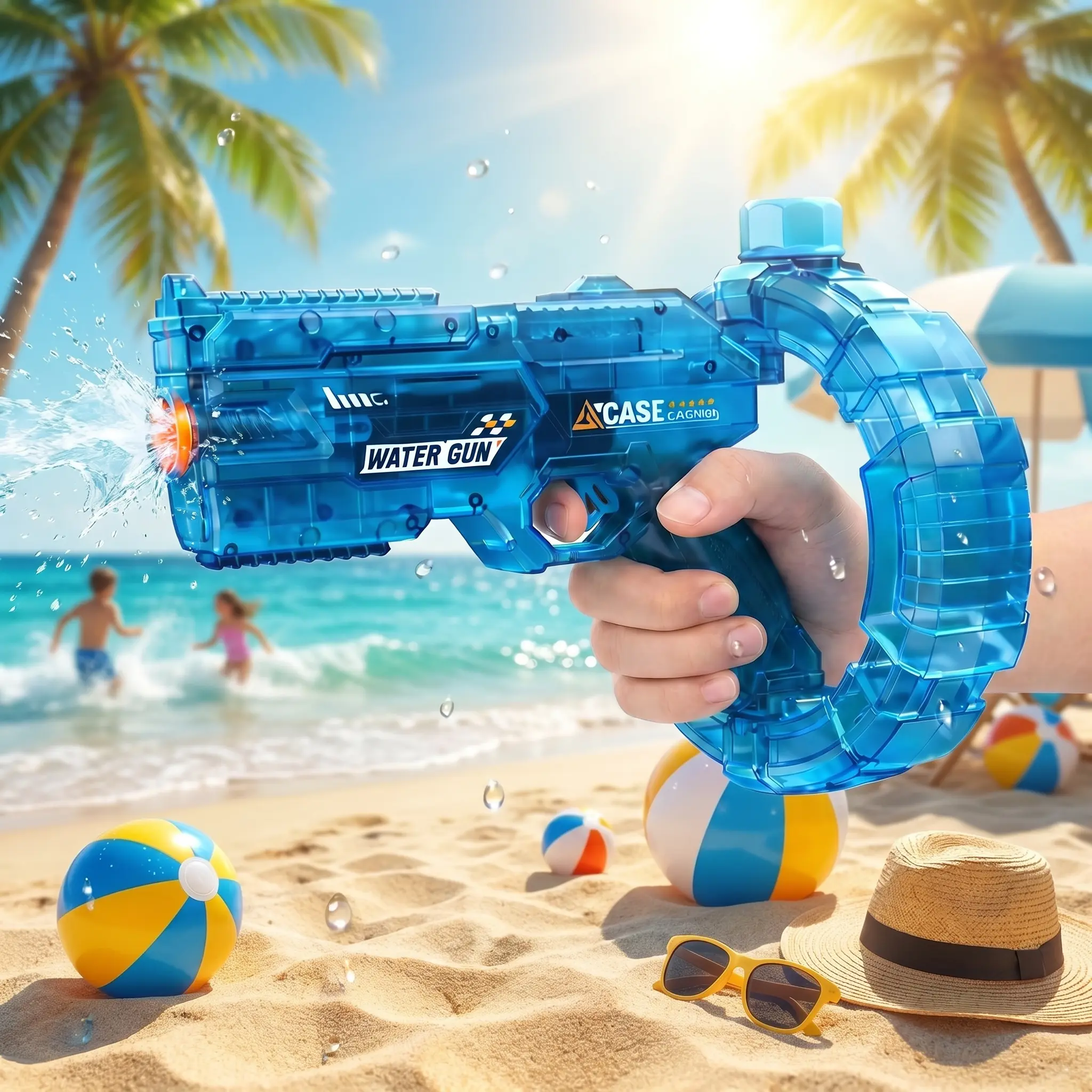 LED Electric Squirt Gun with Space Energy Ring - High-Pressure Long-Range Outdoor Water Soaker, Large Capacitance Lithium-Ion Battery-Powered Water Blaster Toy for 12+ Years Old, Family Pool Fun (Batteries Included), Squirt Guns