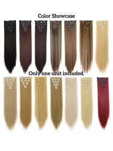 7 Pcs 24 Inch Straight Hair Extensions - Invisible Thickened Synthetic Fiber Clip in Hairpieces for Women Girls, Daily/Wedding/Party Use, Seamless Extensions