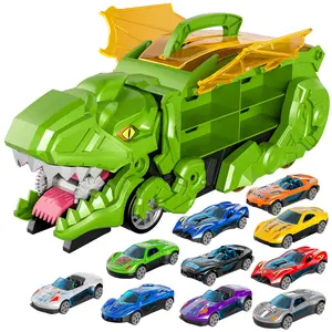 Trending Dinosaur  Swallow & Launch  Track Set – 10 Die-Cast , Portable Kids Toy, Great Birthday & Christmas Gift Transforming  Truck car transport