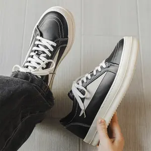2026 New Arrival Men's Niche Thick-Sole Platform Trainers - Closed Footwear, Black-White Minimalist Ins Style, High-End Fashion Versatile Casual Invisible Height-Increasing Trendy Shoes