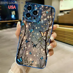 Fluorescent Butterfly Shadow Shell Design Phone Case, Comfortable Grip Effectively Protects Your Phone from Collisions and Drops. Suitable foiPhone17/16/15/14/13/12/11/X/XS/XR pro max plus miniSamsungS22/S23/S24/S25/S21/S26/A16/A14/A15/A35/A36/A53/A54FE P