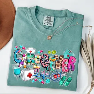 Comfort Colors Caregiver Life Nurse Shirt, Medical Caregiver Crew Sweater, Nurse Life, Caregiver Nurse Gift, Comfort Colors Shirt