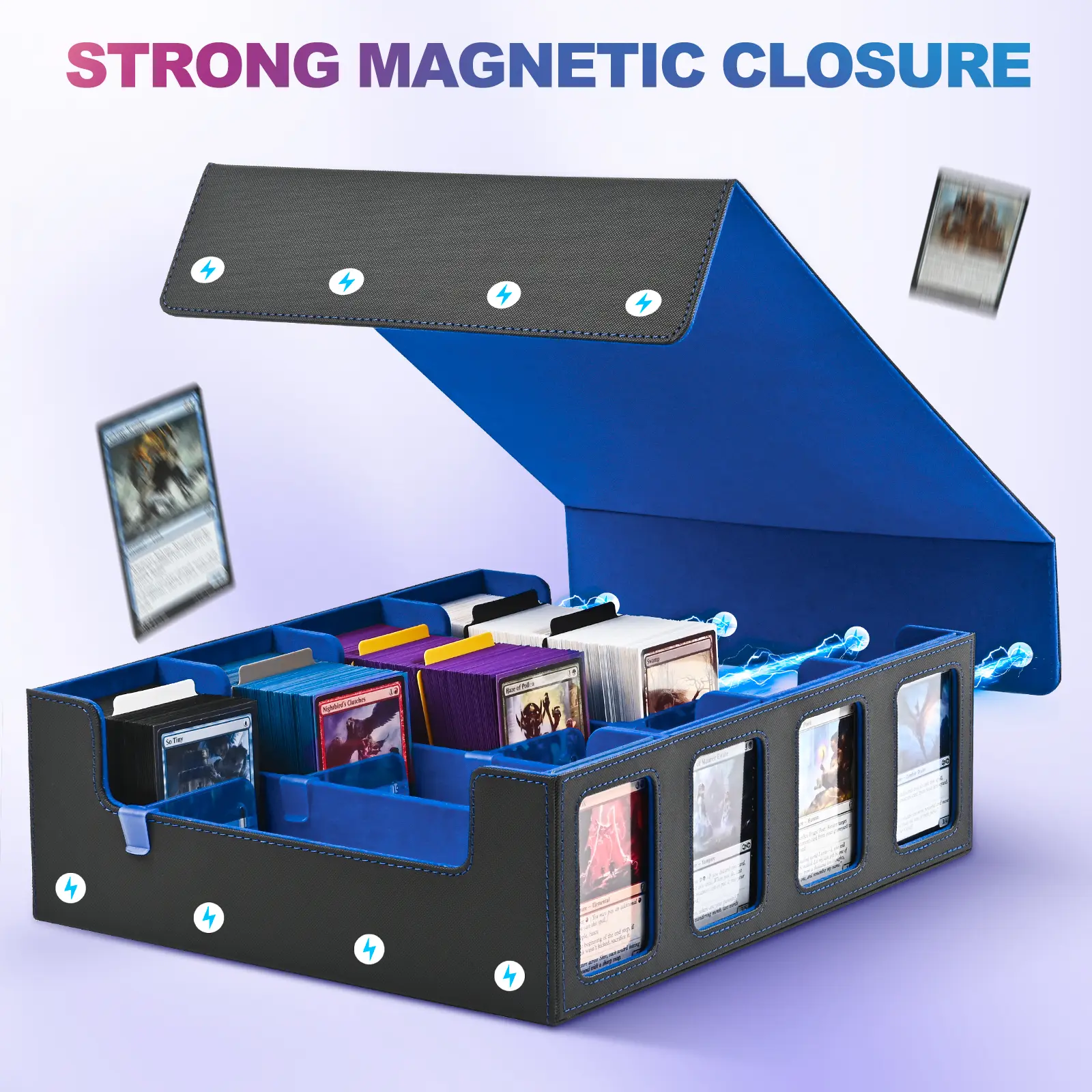 Trading Card Storage Box 2400+ Capacity MTG Commander Deck Box with 24 Colorful Divider Tabs TCG Card Holder for PTCG, Sports, Football & Baseball Cards - TikTok Shop Trading Card Storage Box 2400+ Capacity MTG Commander Deck Box with 24 Colorful Divider Tabs TCG Card Holder for PTCG, Sports, Football & Baseball Cards - TikTok Shop