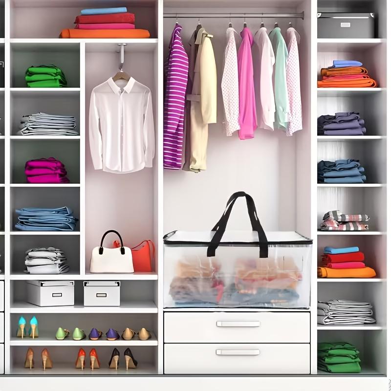 Heavy Duty Clear Storage Bags 3/6pcs - 74x36x33cm Extra Large Moving Boxes with Zipper Handles, Waterproof Clothes Organizer f