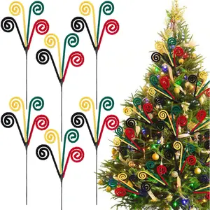 16" Juneteenth Tree Decorations African American Ornaments Rasta Reggae Kente Picks Green Yellow Black Tree Topper Curly Pick Spray for Home Wreath Vase Filler Craft Party