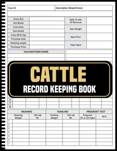 Cattle Record Keeping Book: 110-Page Ledger for Herd Management, Farm Operations, Beef Calving Log, Calves Journal, Cow Income Tracking, Bull Breeding Log, Cow Production History Card, Expense Tracker, Bull Breeding Record, Expense Records