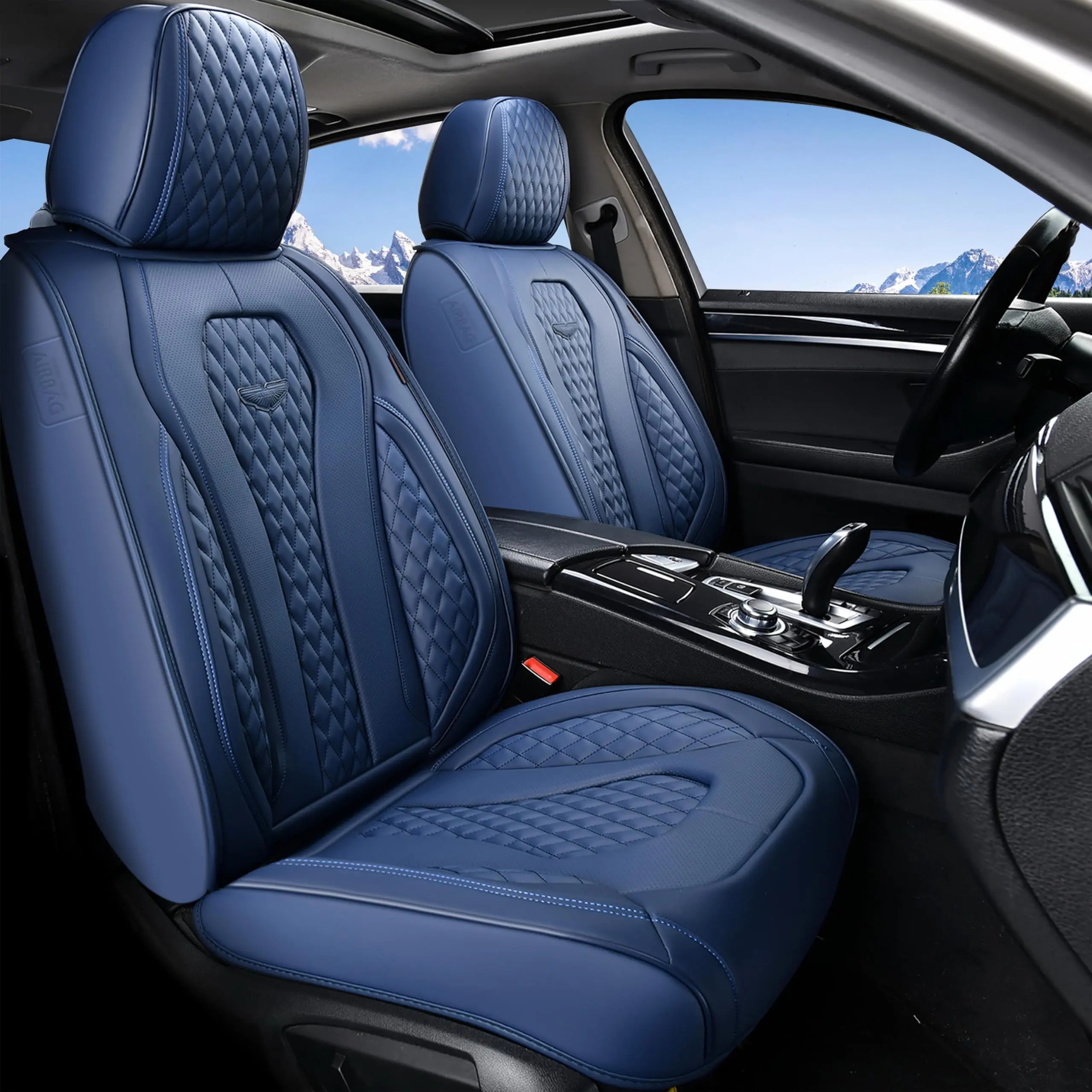 COVERADO Luxury Waterproof Front Car Seat Covers (2-Piece Set) - Universal Leatherette Protectors (8839 Series)