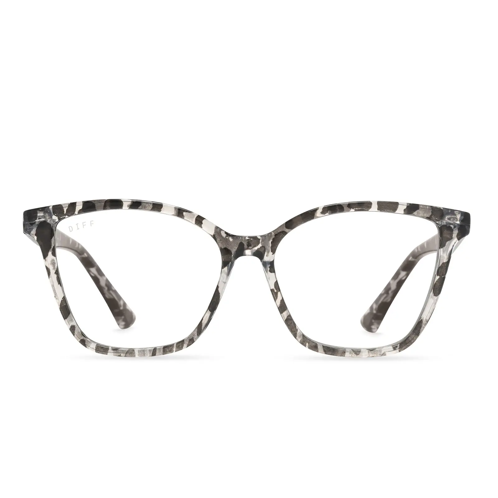 DIFF Leah Clear Leopard Blue Light Reading Glasses - Lightweight Stylish Cat Eye Frame