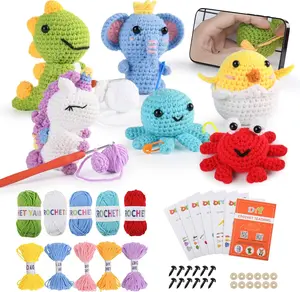 Crochet Kit for Beginners - 6 Pack  Amigurumi, Craft Knitting Crochet Starter Kits with Step-by-Step Video Tutorials -  Knitting Kit (40%+ Yarn)