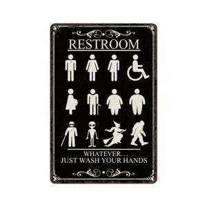 8x12 Inch Aluminum Metal Sign - Restroom Whatever... Just Wash Your Hands - Funny Gothic Bathroom Wall Decor for Home, Apartment, Bar, Pub, Halloween Themed Spaces, and Public Restrooms - Humorous Toilet Art Plaque for Adults & Home Decor Enthusiasts