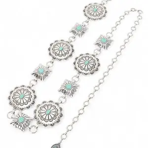 Western Oval Concho Station Fashion Chain Belt