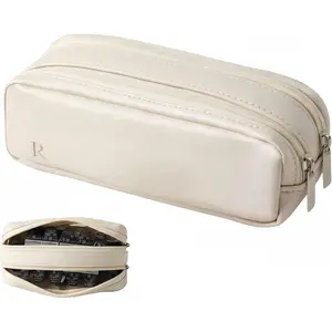 Portable Daily Contact Lens Case Organizer, Traveling Contact Cases Bag with Clearly Labeled R & L, Water-Resistant Disposable Contact Lens Dispenser, Storage up to 60 lenses(Beige)