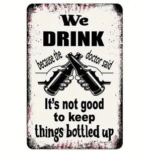 1 piece, Dynamic Art We Drink Backyard Bar Humorous Metal sign, Black Beer Festival tin plate, Vintage tin plate (12 "x8"/ 30cm*20cm), wall decoration, Home decoration, Room decoration, Cave, Coffee bar decoration,Wall decor,Posters