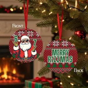Merry Rizzmas Funny Ceramic Ornament - Hilarious ornament for teens - High quality printed on both sides