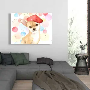 212 MAIN Artistic Chihuahua Dog Wall Art Print - 36x48 in. Red, Cute Animal Design, Bedroom Home Decor, Photo Gift for Wall Accent