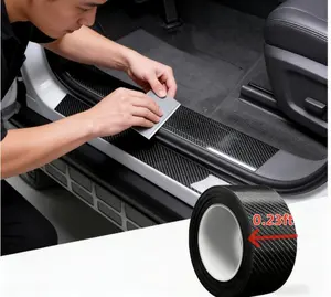 Carbon Fiber Texture Anti-Scratch Protective Tape, High Gloss Black Self-Adhesive Car Wrap Vinyl Roll, Waterproof Wear-Resistant Auto Body Edge Guard Sticker, Universal Anti-Collision Trim Strip for Car Door Sill, Bumper, Interior Decoration