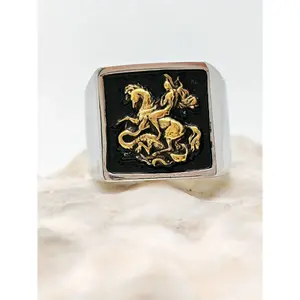Men's Stainless Steel Ring Vintage Knight Design, Casual Style, Perfect Gift for Friends, All Seasons Accessory