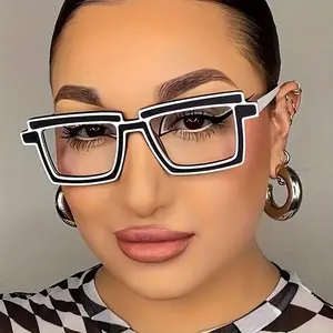 Square Candy Color Block Transparent Lens Decorative Glasses - Y2K Anime Fashion Cosplay Props for Ladies (Sports & Outdoor Protective Gear Accessory)