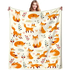 Flannel Blanket | Funny Cute Fox Flannel Throw Blanket Ultra Soft Cozy Warm, Forest Foxes Blanket Gifts For Fox Lovers Women Men Girls Kids, Perfect For Bedroom Sofa Couch Home Decor | Home & Gift
