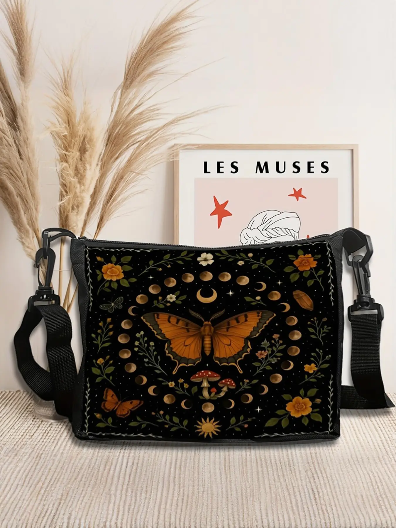 Women's Butterfly Pattern Bag, Fashionable Shoulder Bag for Daily Used, Casual Trendy Versatile High-Quality Daily Commuting Bag, Bohemian Casual Purse, Casual Trendy Purses, Trendy Crossbody Bag, Casual Crossbody Bags, Fashionable Patterned Bag