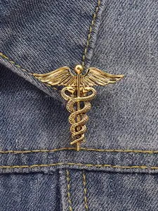 1pc Caduceus Badge Medical Symbol Theme Medical Symbolism Healthcare Industry Design Professional Emblem for Career Identity Accessory ID Card Decoration Medical Worker Gift