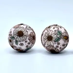 Shine Bright Like A Sunflower Printed Silicone Beads | Sunflower Beads | Flower Beads