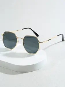 Vintage Metal Frame Polygonal Sunglasses, Unisex Fashion Eyewear, Durable and Stylish, Classic Shades, Perfect for Casual Wear