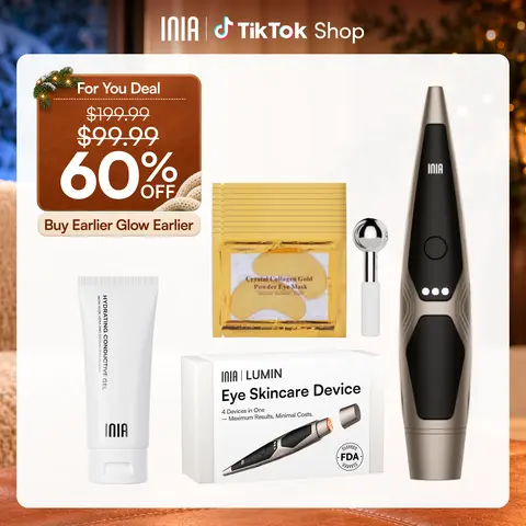 INIA LUMIN 4-in-1 Facial Skin Care Tool Beauty Machine - FDA-Cleared, Rechargeable Battery, 3 Mins Daily for Fewer Lines in 14 Days, Less Puffiness in 21 Days, Lift & Brighten Eyes, Spa-Level Results, Selfcare Summer Gift Idea, Skin Care Tools, Batteries