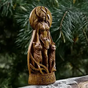 Handcrafted Freyja Viking Goddess Statue with Runes, Resin Outdoor Garden Sculpture, Garden Sculptures And Decor, Halloween Decor Artwork, No Batteries Needed