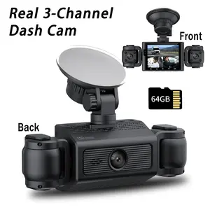 3-Channel HD 1080P Car DVR, Car DVR with Night Vision, WDR, 2.4" IPS Screen, Loop Recording, G-sensor, 24H Parking Mode Car Camera, Car Dash Cam, Car Dashcam