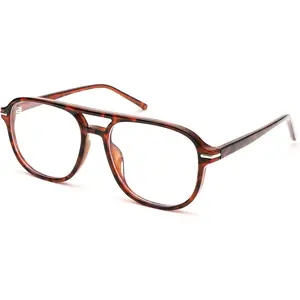 Blue Light Blocking Glasses-Oversized Square Aviator 70s Frame Eyeglasses for Women Men Computer Eyewear(Leopard)
